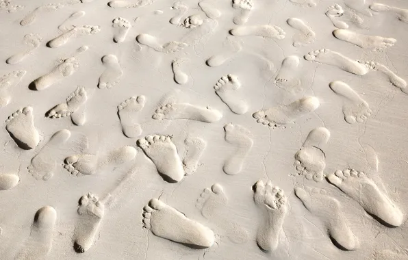 Песок, пляж, следы, beach, sand, footprints