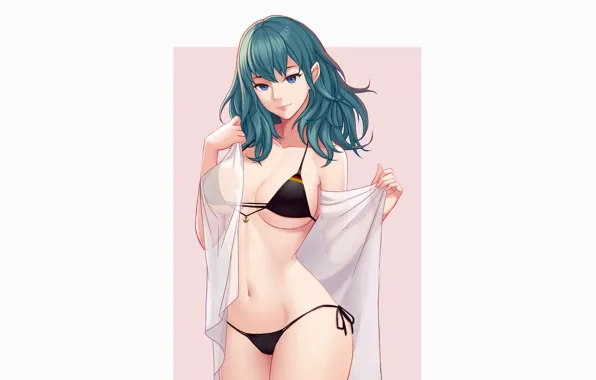 Girl, sexy, cleavage, long hair, boobs, anime, blue eyes, beautiful