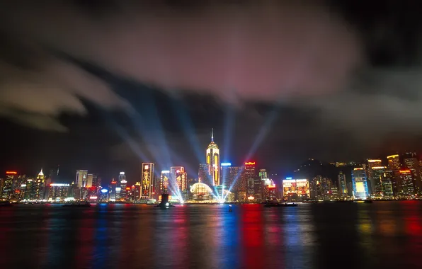 Картинка ночь, город, hong kong