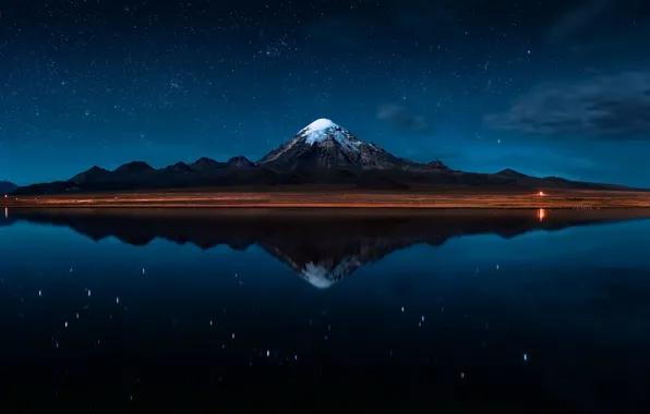 Ночь, природа, звёзды, Bolivia, El Reflejo del Sajama