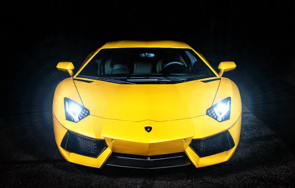 Lamborghini, Ламборджини, блик, жёлтая, yellow, Ламборгини, LP700-4, Aventador