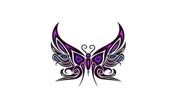Фиолетовый, бабочка, минимализм, белый фон, butterfly