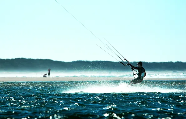 Картинка вода, спорт, парашют, спортсмен, Surfing, The Wind Lake Erie