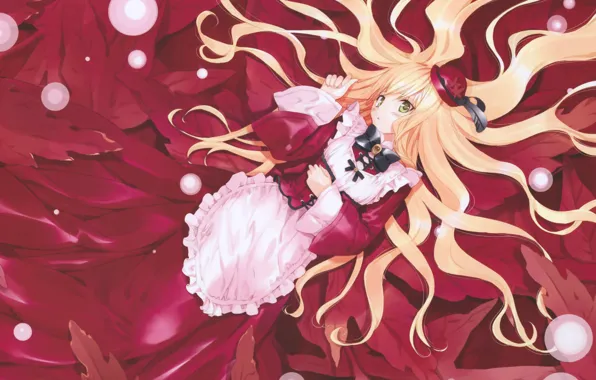 Шляпка, алиса, красное платье, art, фартук, alice in wonderland, ueda ryou