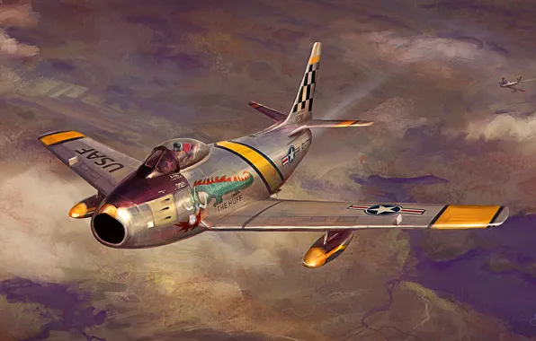 Картинка F-86F, F-86 Sabre, подвесной топливный бак, ''The Huff''
