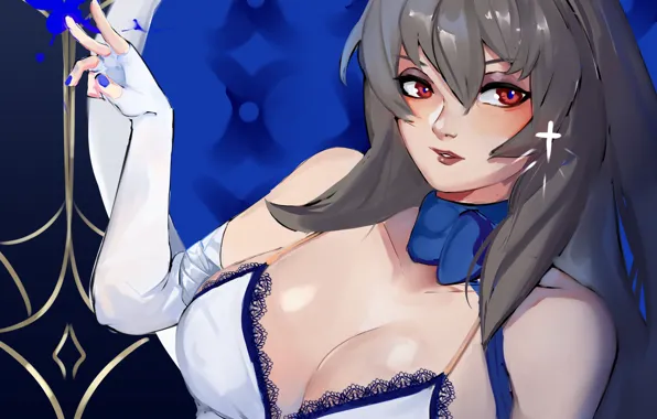 Girl, sexy, cleavage, long hair, dress, boobs, anime, beautiful