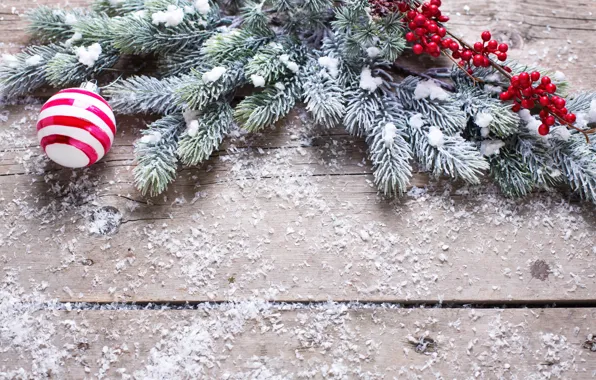Снег, украшения, елка, Новый Год, Рождество, happy, Christmas, wood
