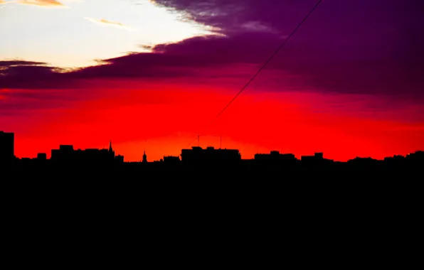 Закат, вечер, City, red, Moscow