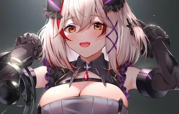 Girl, sexy, cleavage, blouse, boobs, anime, beautiful, short hair