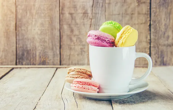 Картинка colorful, чашка, cup, french, macaron, макаруны
