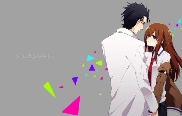 Девушка, фон, парень, Steins Gate, Врата Штейна