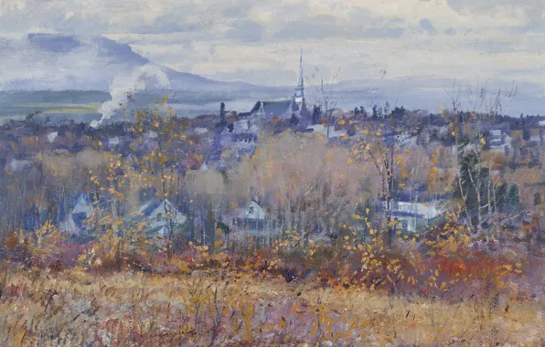 Картинка картина, Robert Wakeham Pilot, Поздняя осень. Вид на Мейгог, Роберт Пайлот, 1965, пейзаж