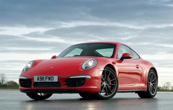 Car, 911, Porsche, red, auto, Coupe, wallpapers, Carrera 4S