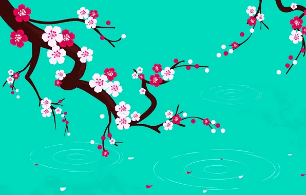 Цветы, вишня, фон, ветка, текстура, Cherry, blossom, background