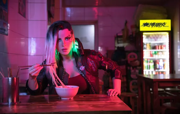 Картинка food, cosplay, look, cyberpunk 2077, Irina Meier, Ирина Пирожникова