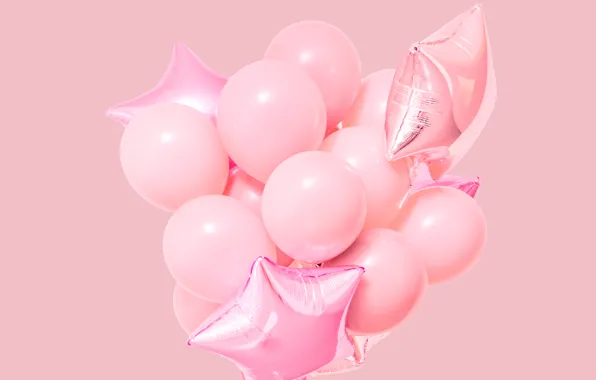Шары, розовые, розовый фон, pink, надувные шары