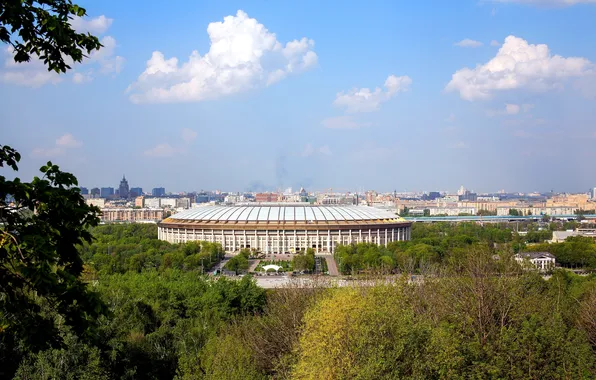 Картинка весна, Москва, Воробьёвы горы, стадион «Лужники»