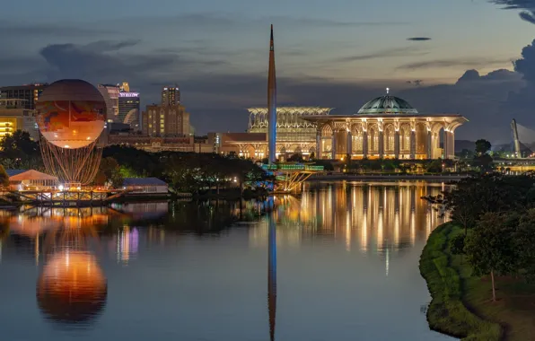 Ночь, воздушный шар, Putrajaya