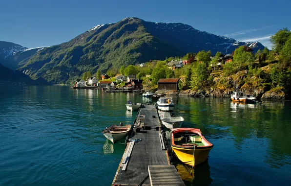 Картинка лодки, Норвегия, пирс, Arnafjord