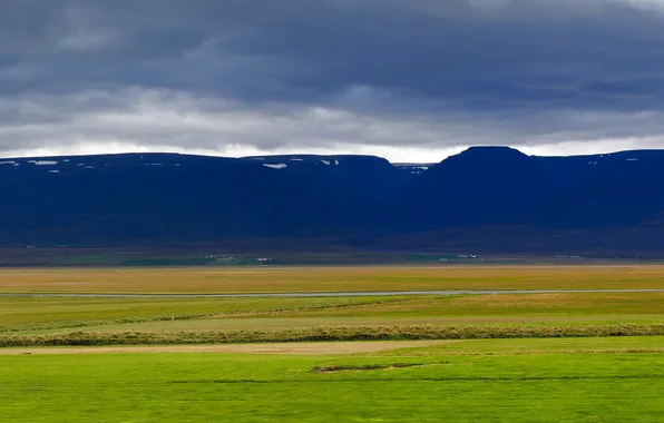 Дорога, горы, природа, панорама, Исландия