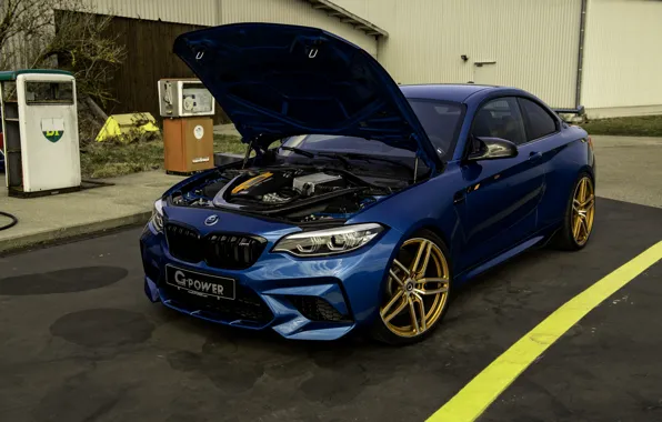 Синий, BMW, G-Power, под капотом, F87, M2, 2019, M2 Competition