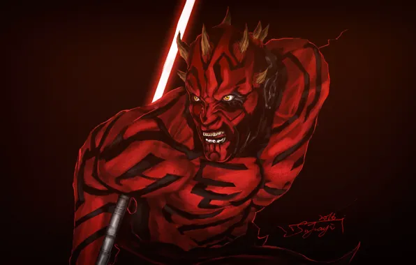 Рисунок, Star Wars, Dark, Меч, Darth Maul, Dark Side, Арт, Дарт Мол