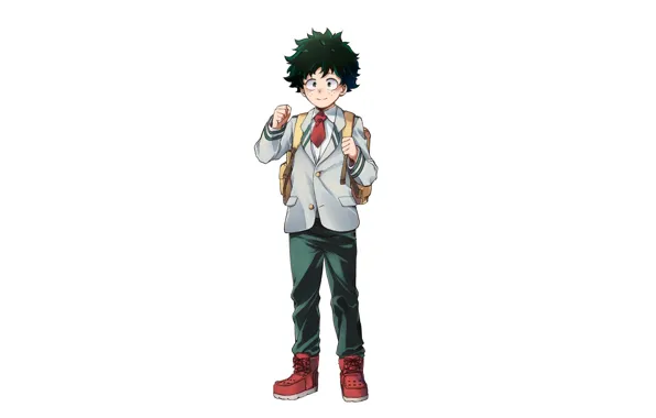 Белый фон, форма, My Hero Academia, Boku No Hero Academia, Мидория Изуку, Midoriya Izuku, Моя …