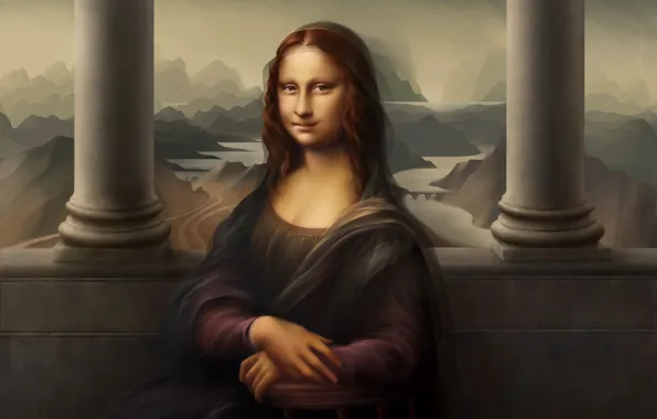 Картинка картина, Лувр, музей, Мона Лиза, Art, mona lisa, L. da Vinci, Leonardo, Леонардо, Digital Art, …