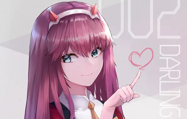 Девушка, фон, аниме, арт, 002, Darling In The Frankxx, Милый во Франксе