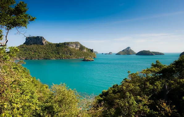 Картинка море, лес, острова, пейзаж, природа, Таиланд, Koh Samui