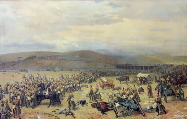 Картинка русско-турецкая война, сражение под плевной, Н. Д. Дмитриев-Оренбургский, 1877 год