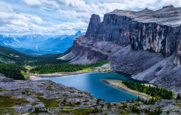 Лес, природа, озеро, скалы, Канада, Banff National Park, Alberta, Canada