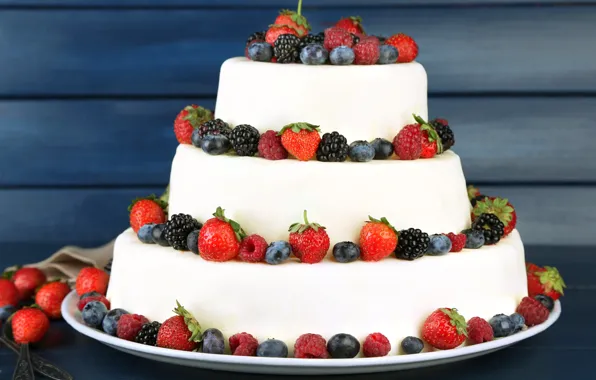 Картинка ягоды, малина, черника, клубника, торт, cake, крем, десерт