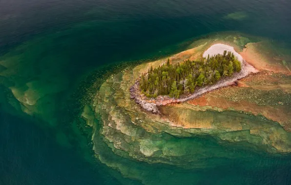 Картинка деревья, остров, Канада, Онтарио, Lake Superior Provincial Park