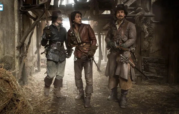 Сериал, Мушкетеры, The Musketeers, Tom Burke, Luke Pasqualino, Santiago Cabrera