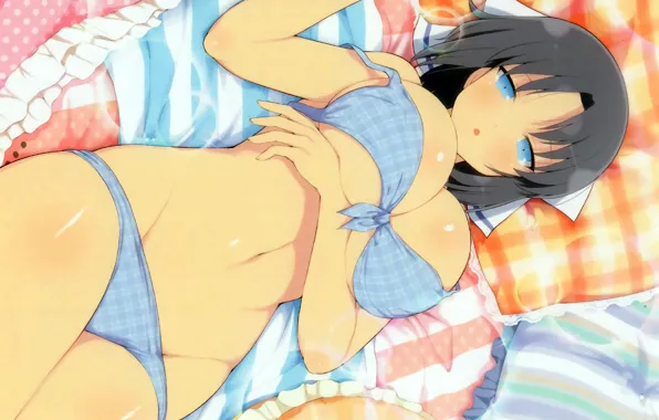 Girl, sexy, cleavage, boobs, anime, beautiful, short hair, pretty