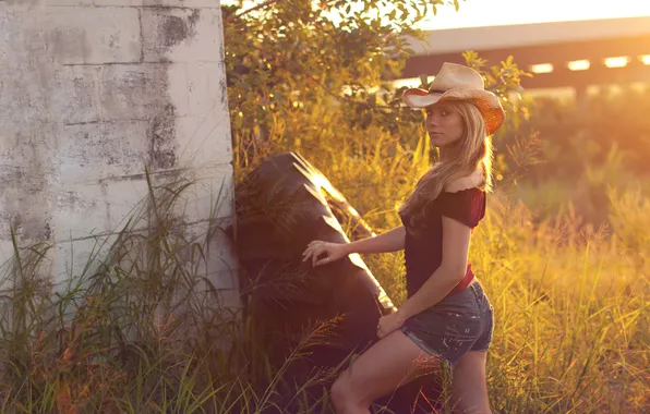 Девушка, шорты, шляпа, колесо, фотограф, girl, photography, photographer