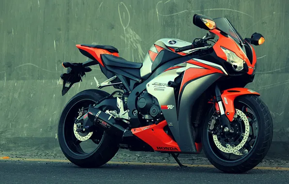 Оранжевый, стена, мотоцикл, honda, bike, хонда, orange, cbr1000fireblade