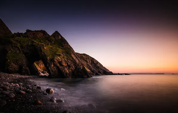 Море, пейзаж, закат, скалы