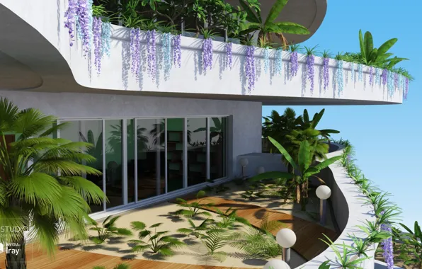 Дизайн, растительность, фонари, балкон, Eco Building