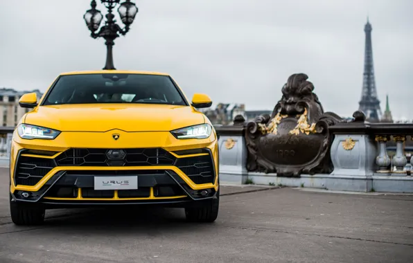 Париж, Lamborghini, Эйфелева башня, вид спереди, 2018, Urus