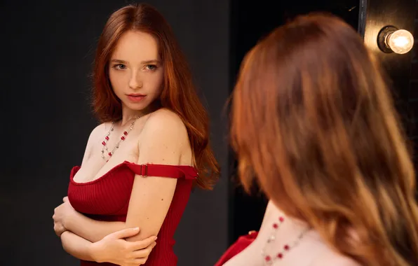 Cleavage, long hair, boobs, model, redhead, tits, breasts, gorgeous