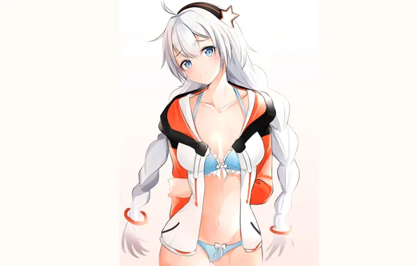 Girl, sexy, lingerie, pantsu, bra, cleavage, panties, long hair