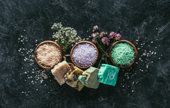 Цветы, спа, Мыло, морская соль