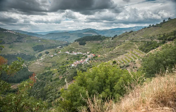 Картинка Mountains, Панорама, Clouds, Nature, Облака, Panorama, Природа, Portugal