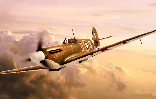 Картинка Spitfire, RAF, 8x7.69-мм пулемётов Browning, Spitfire Mk.Va, Douglas Bader