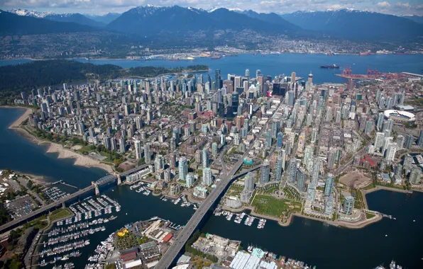 Город, Канада, Сверху, City, Ванкувер, Vancouver