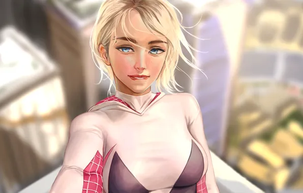 Картинка animation, girl, look, blonde, Gwen Stacy, Spider-Woman