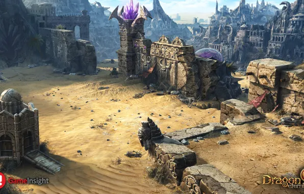 Кристалл, город, стена, dragon eternity, sand city