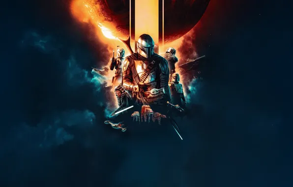 Картинка постер, Педро Паскаль, Мандалорец и Грогу, The Mandalorian & Grogu, фантастика, Pedro Pascal